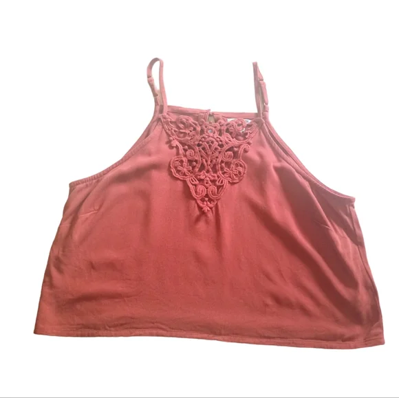 Amuse Society Crop Tank with Crochet V-Neck - Picture 2 of 5